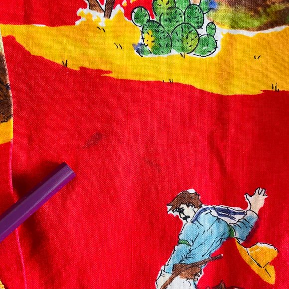 Vintage Western Print Girls Cotton Lace Collar Dress Flaw Size 5 - Picture 4 of 10